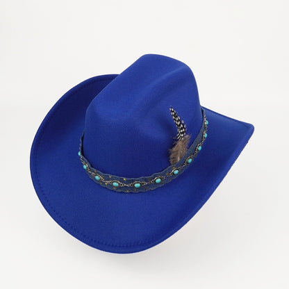 Purple Cowboy Hat Vintage Embroidered Western Style Wide Brim