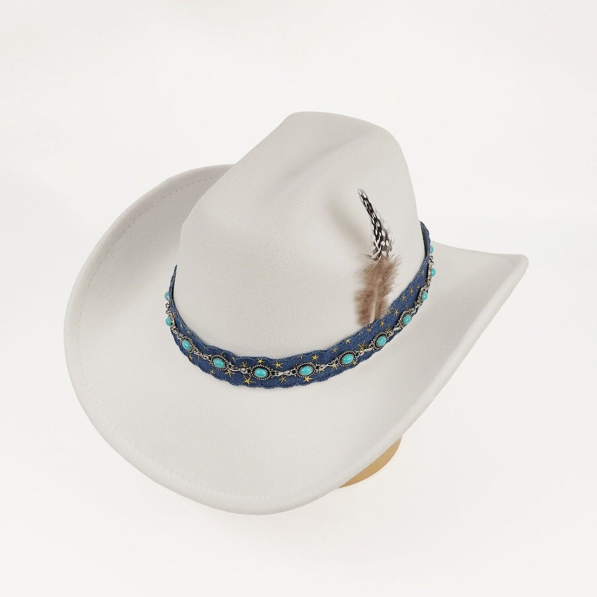 Purple Cowboy Hat Vintage Embroidered Western Style Wide Brim