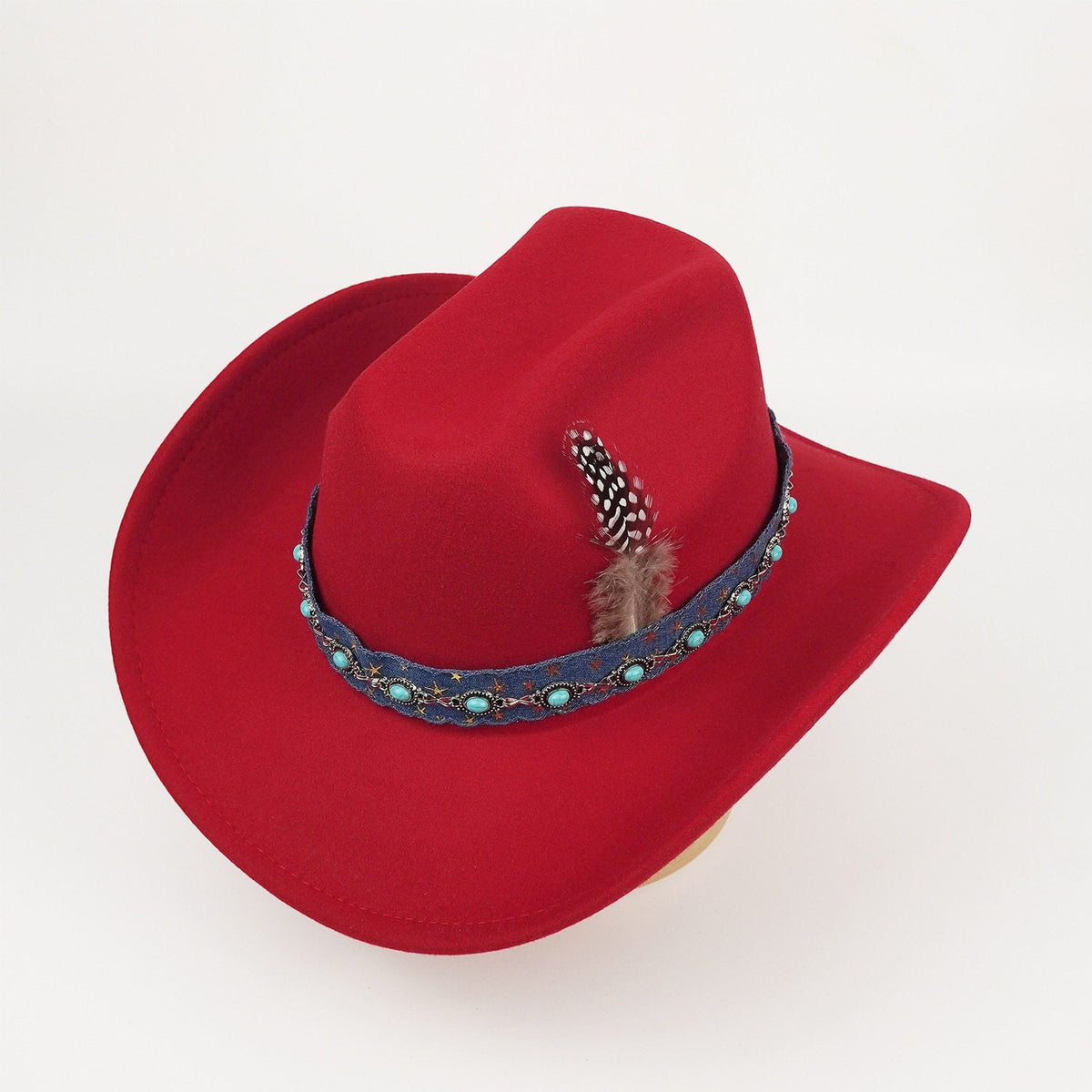 Purple Cowboy Hat Vintage Embroidered Western Style Wide Brim