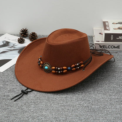 Red Cowboy Hat Vintage Western Style with Wide Brim