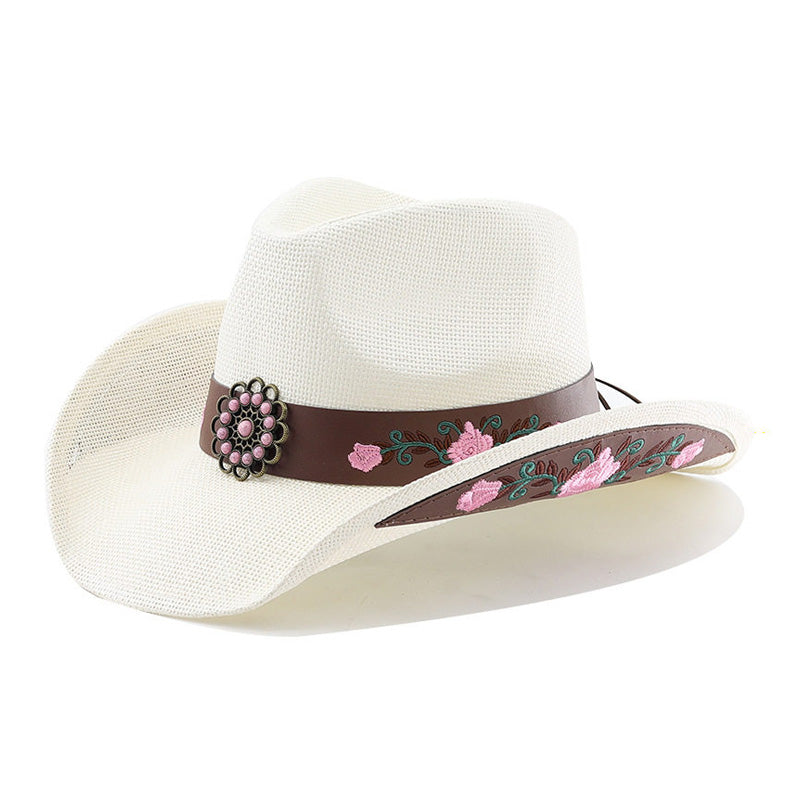 Red Roses Cowboy Hat Gemstone Embellished Western Style