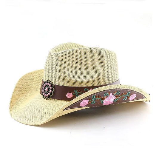 Red Roses Cowboy Hat Gemstone Embellished Western Style