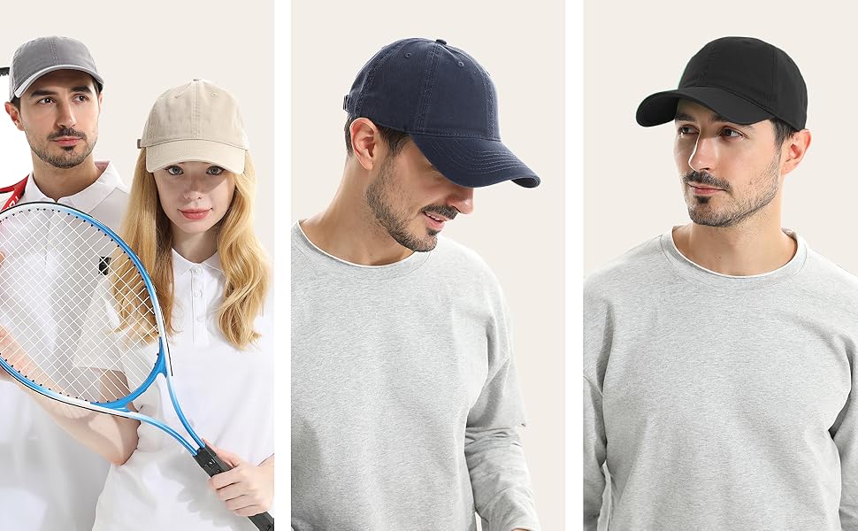Short Visor Baseball Cap for Men Cotton Adjustable Solid Hat for Short Hair