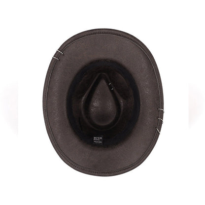 Skull Cowboy Hat PU Leather Western Style with Metal Studs Black