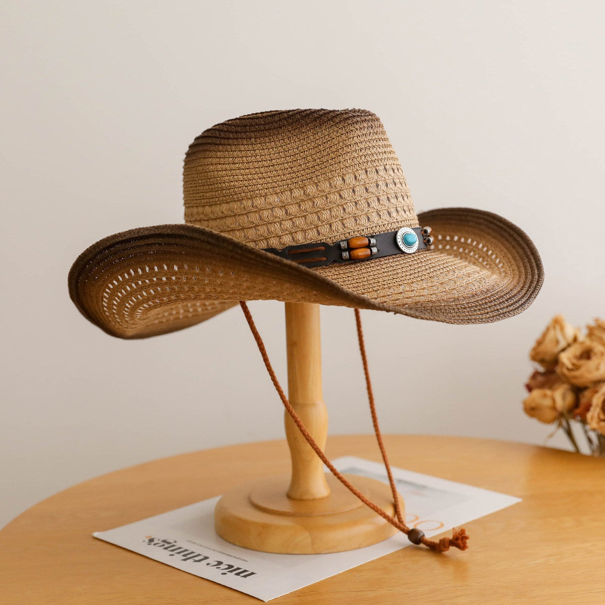 Straw Cowboy Hat | Wide Brim Western Style Sun Hat for Riding & Holidays