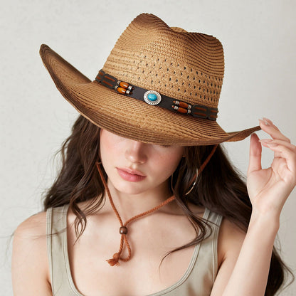 Straw Cowboy Hat | Wide Brim Western Style Sun Hat for Riding & Holidays