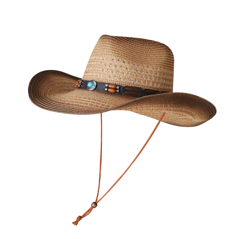 Straw Cowboy Hat | Wide Brim Western Style Sun Hat for Riding & Holidays