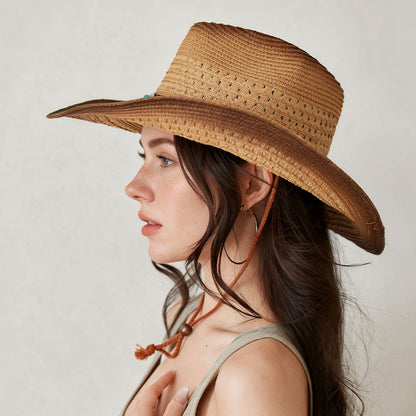 Straw Cowboy Hat | Wide Brim Western Style Sun Hat for Riding & Holidays