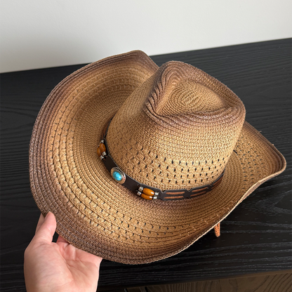 Straw Cowboy Hat | Wide Brim Western Style Sun Hat for Riding & Holidays