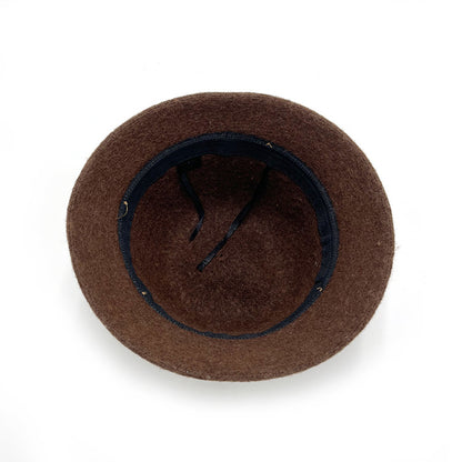 Tan Bucket Hat Palm Angels Style Brown Wool Knit Winter Fisherman Hat with Belt