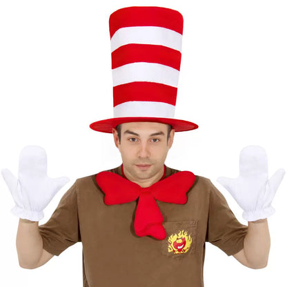 The Cat in the Hat Halloween Costume Set  Red Striped Hat, Bow Tie & Gloves