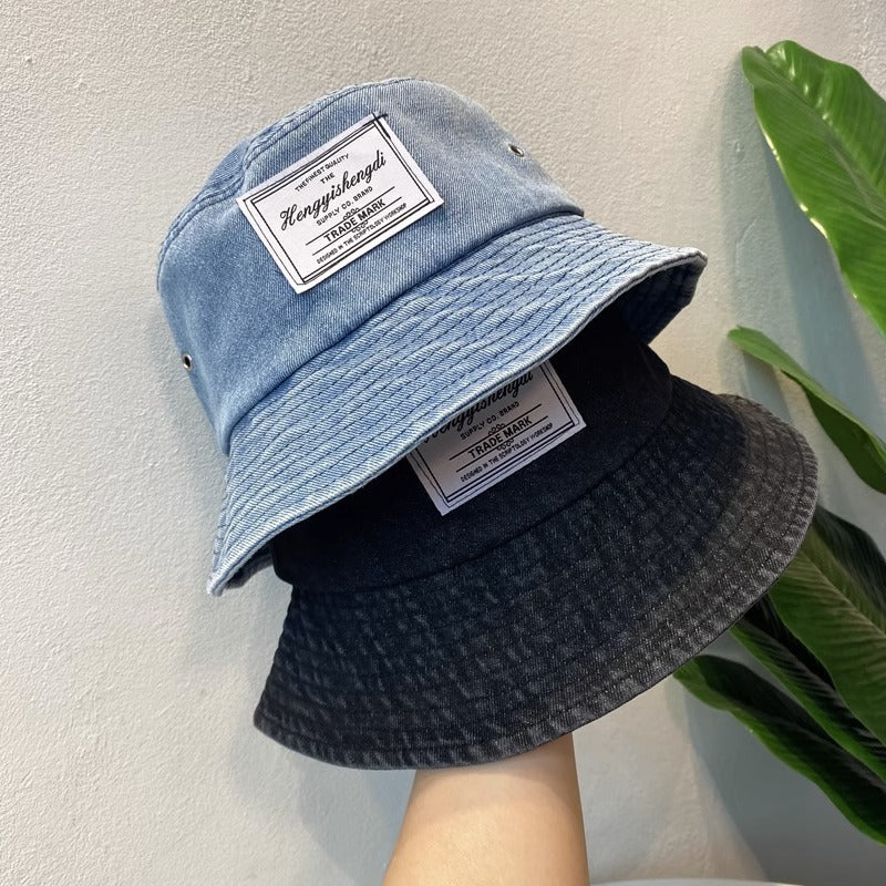 Vintage 80s 90s Denim Bucket Hat - Retro Cowboy Fisherman Cap Unisex Sun Hat