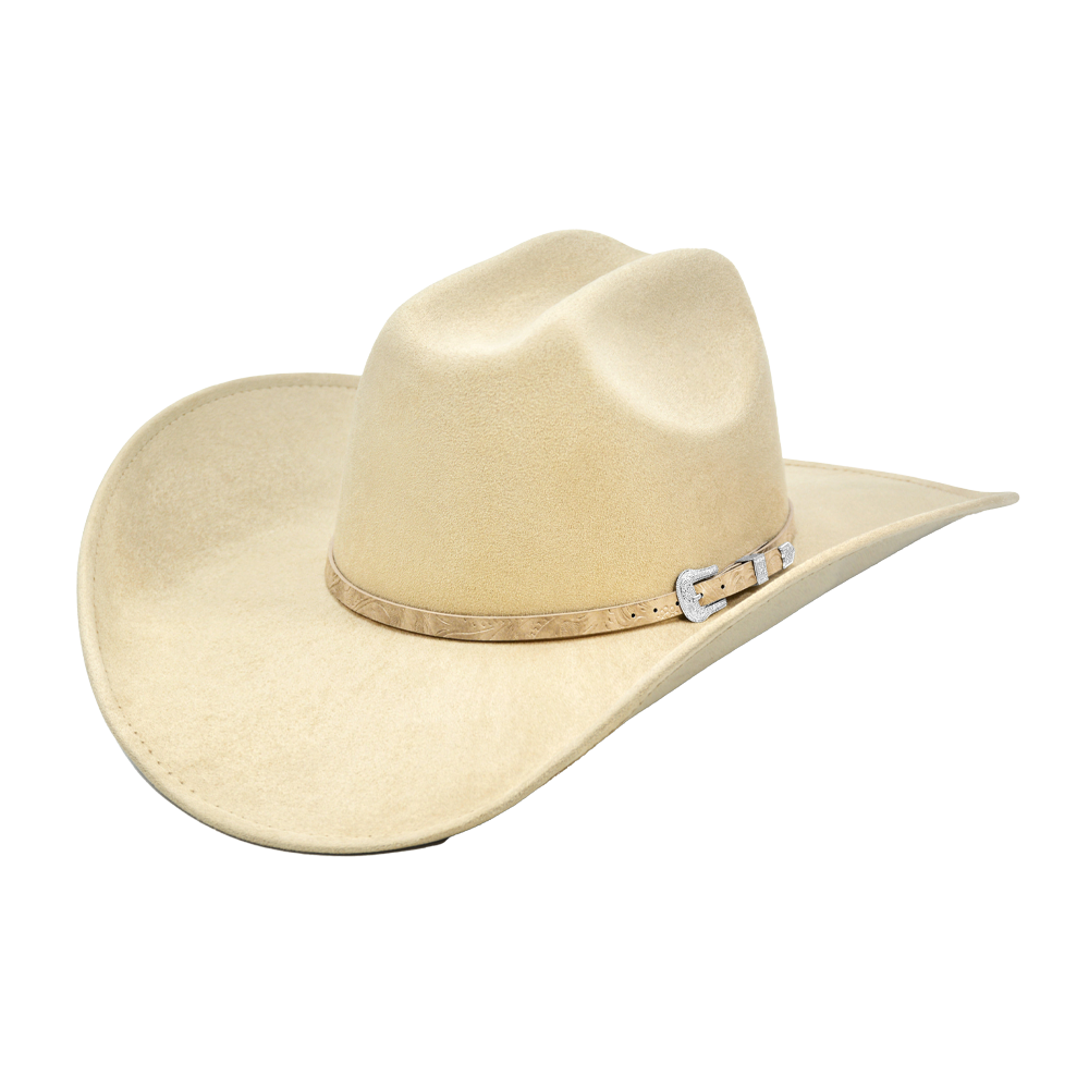 White Cowboy Hat with Wide Brim, Upturned Edge & Adjustable Western Style
