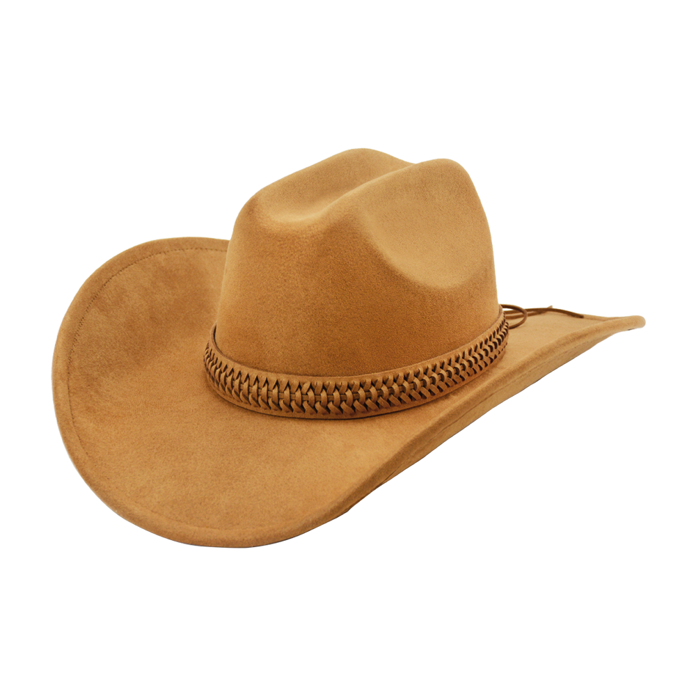 White Cowboy Hat with Wide Brim, Upturned Edge & Adjustable Western Style