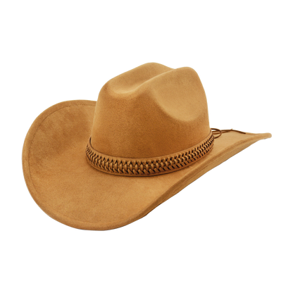 White Cowboy Hat with Wide Brim, Upturned Edge & Adjustable Western Style