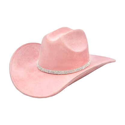 White Cowboy Hat with Wide Brim, Upturned Edge & Adjustable Western Style