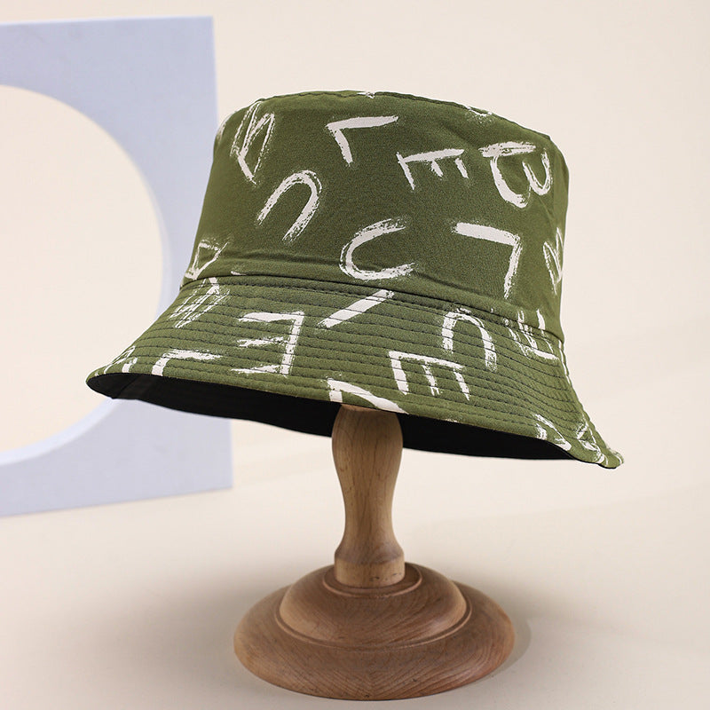 White and Green Bucket Hat – Graffiti Lettering Street Style Bucket Hat for Men & Women