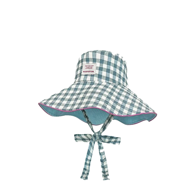 Wide Brim Bucket Hat – Reversible Plaid Sun Hat with Chin Strap, UV Protection, Multiple Colors