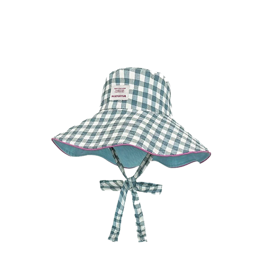 Wide Brim Bucket Hat – Reversible Plaid Sun Hat with Chin Strap, UV Protection, Multiple Colors