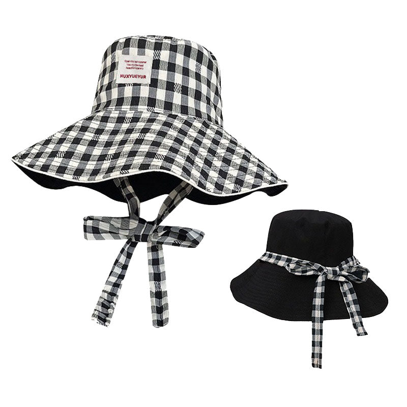 Wide Brim Bucket Hat – Reversible Plaid Sun Hat with Chin Strap, UV Protection, Multiple Colors