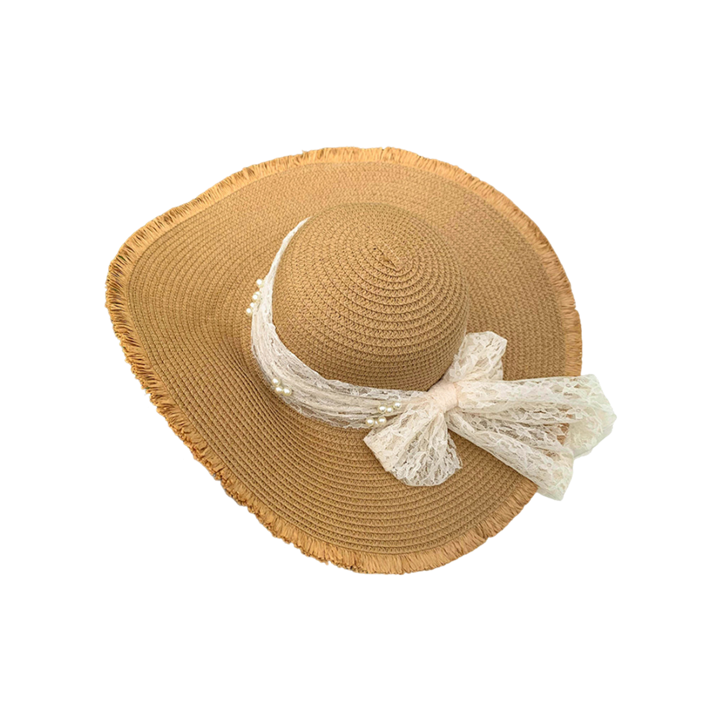 Straw Beach Hat Women Wide Brim Bow Sun Hat Elegant Vacation Beach Style