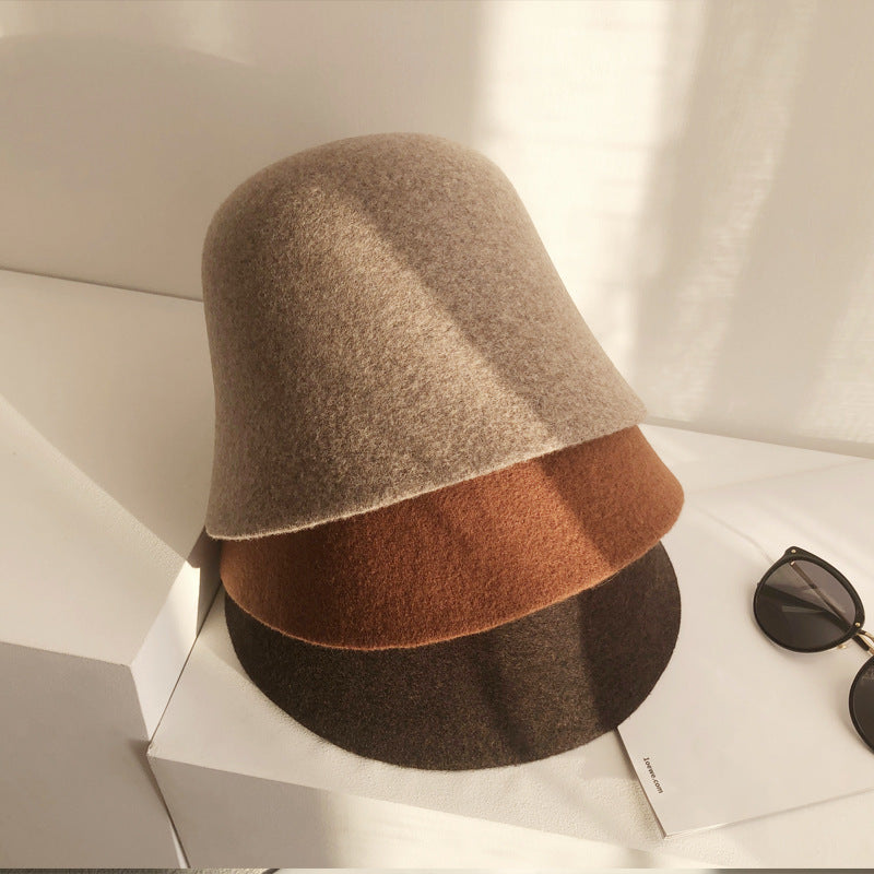 Wool Bucket Hat Womens Fleece Shearling Style | Suede Fisherman Cap Satin Lined