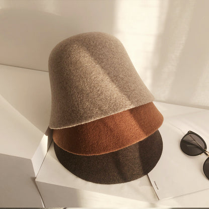 Wool Bucket Hat Womens Fleece Shearling Style | Suede Fisherman Cap Satin Lined