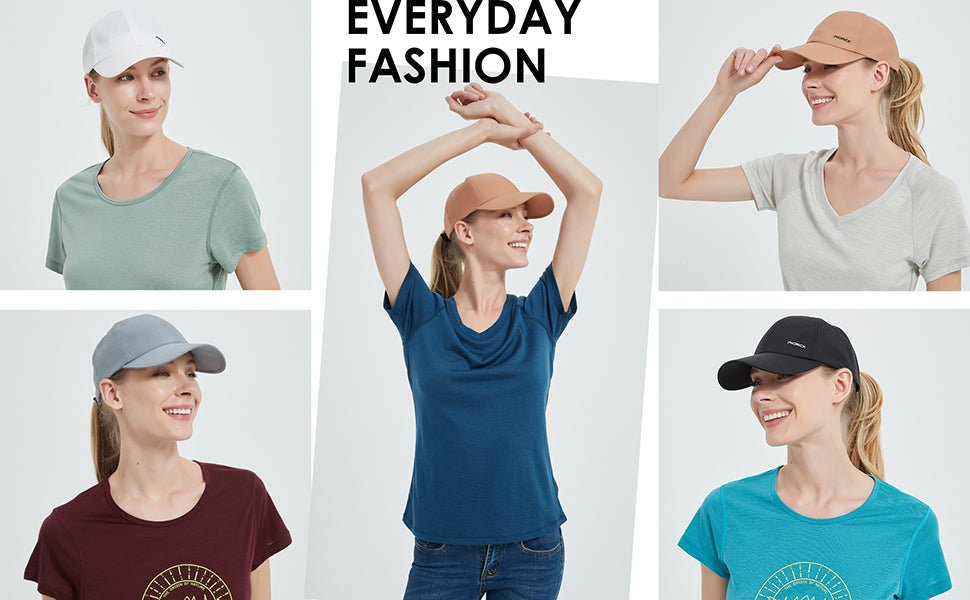 Wool Baseball Cap Women's Merino Ponytail Golf Hats with Adjustable Velcro for Hiking and Running