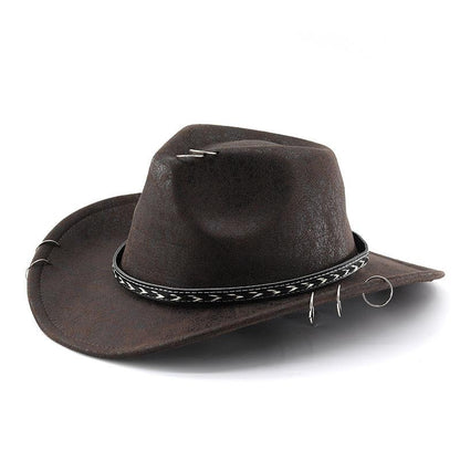 Black Cowboy Hat Suede-Textured Western Style for Men & Women