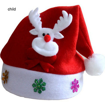 Kids Santa hat made with plush warm fabric and built-in LED lights. Childrens Navidad Christmas cap designed for comfort and festive winter celebrations.