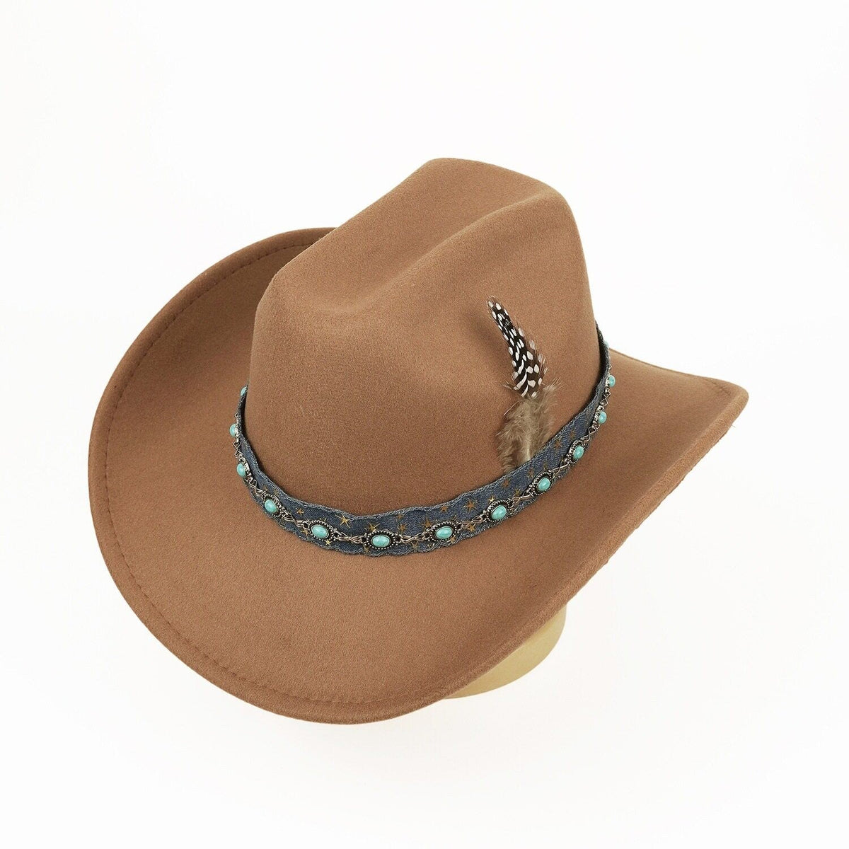 Purple Cowboy Hat Vintage Embroidered Western Style Wide Brim