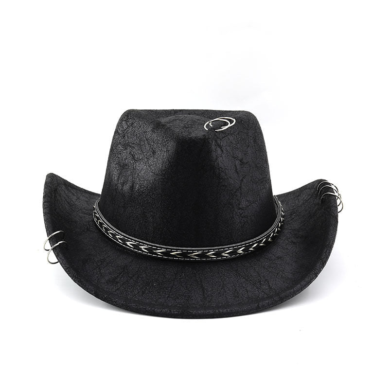Black Cowboy Hat Suede-Textured Western Style for Men & Women