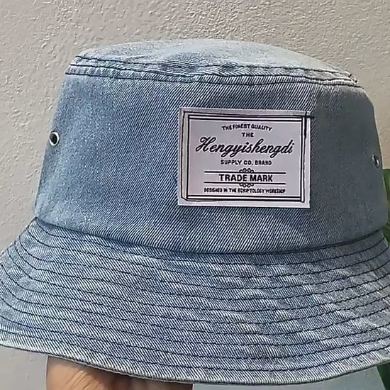 Vintage 80s 90s Denim Bucket Hat - Retro Cowboy Fisherman Cap Unisex Sun Hat