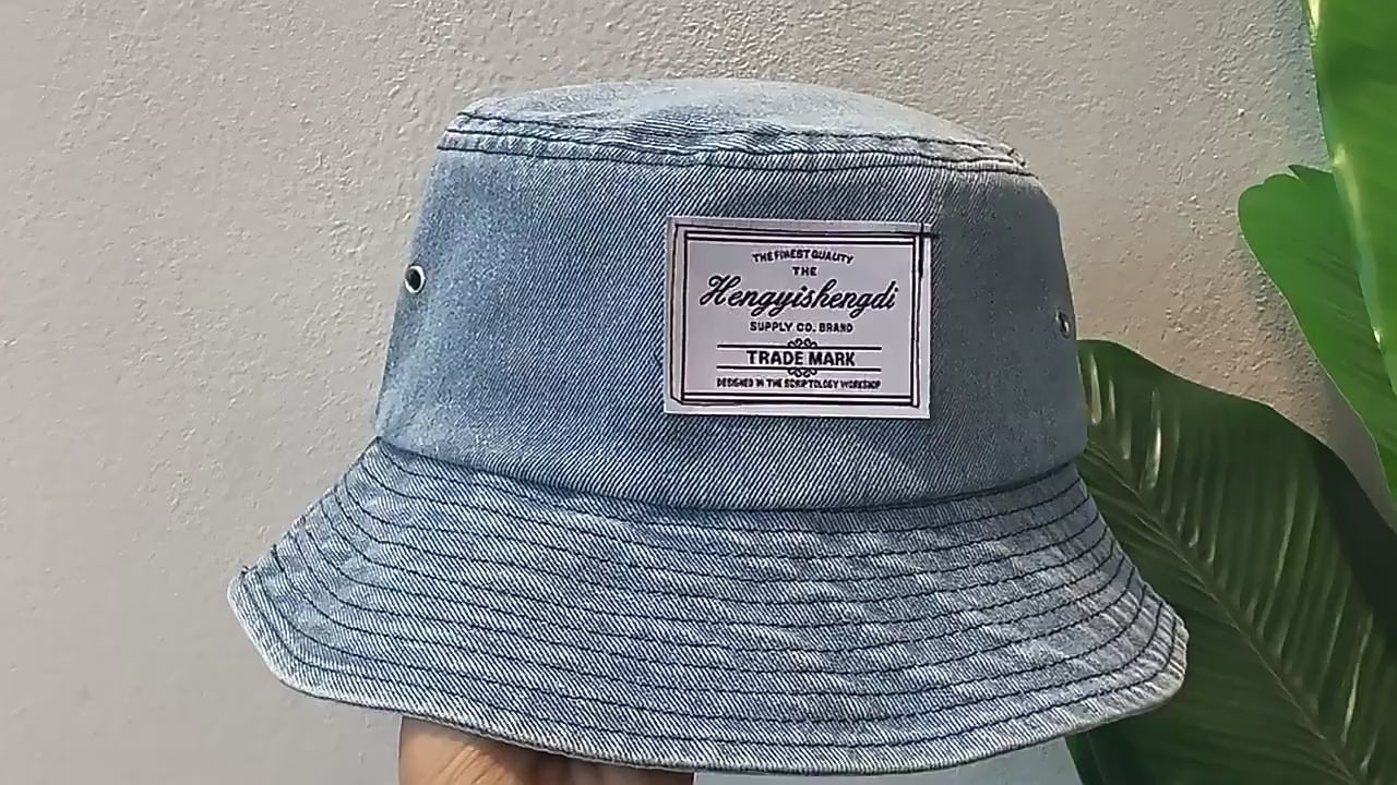 Vintage 80s 90s Denim Bucket Hat - Retro Cowboy Fisherman Cap Unisex Sun Hat